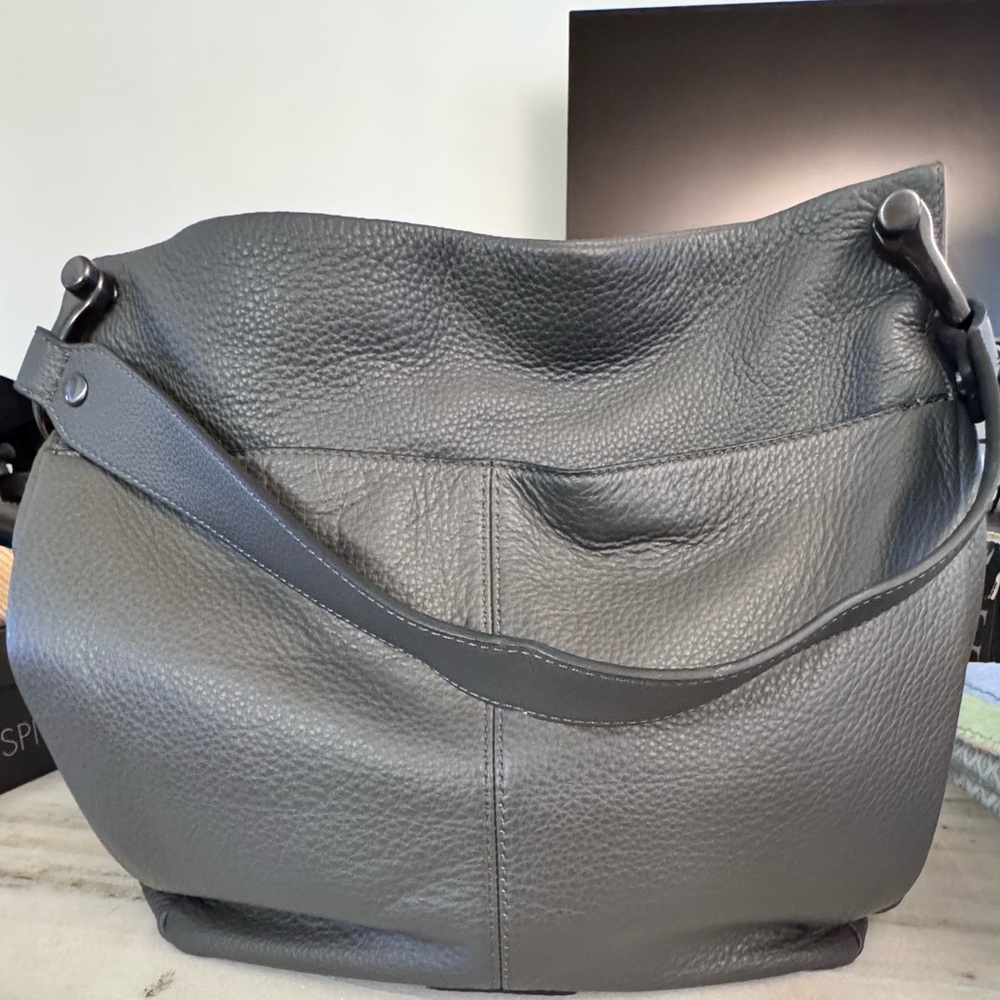 Vince Camuto Gray Leather Hobo Bag